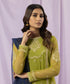 Women's Eid Lime Green Embroidered Net Unstitched Shirt Dupatta